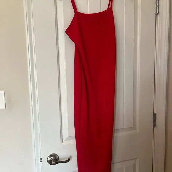 chinese dress ladies PLT Label Chocolate One Shoulder Ruched Cut Out Maxi Dress